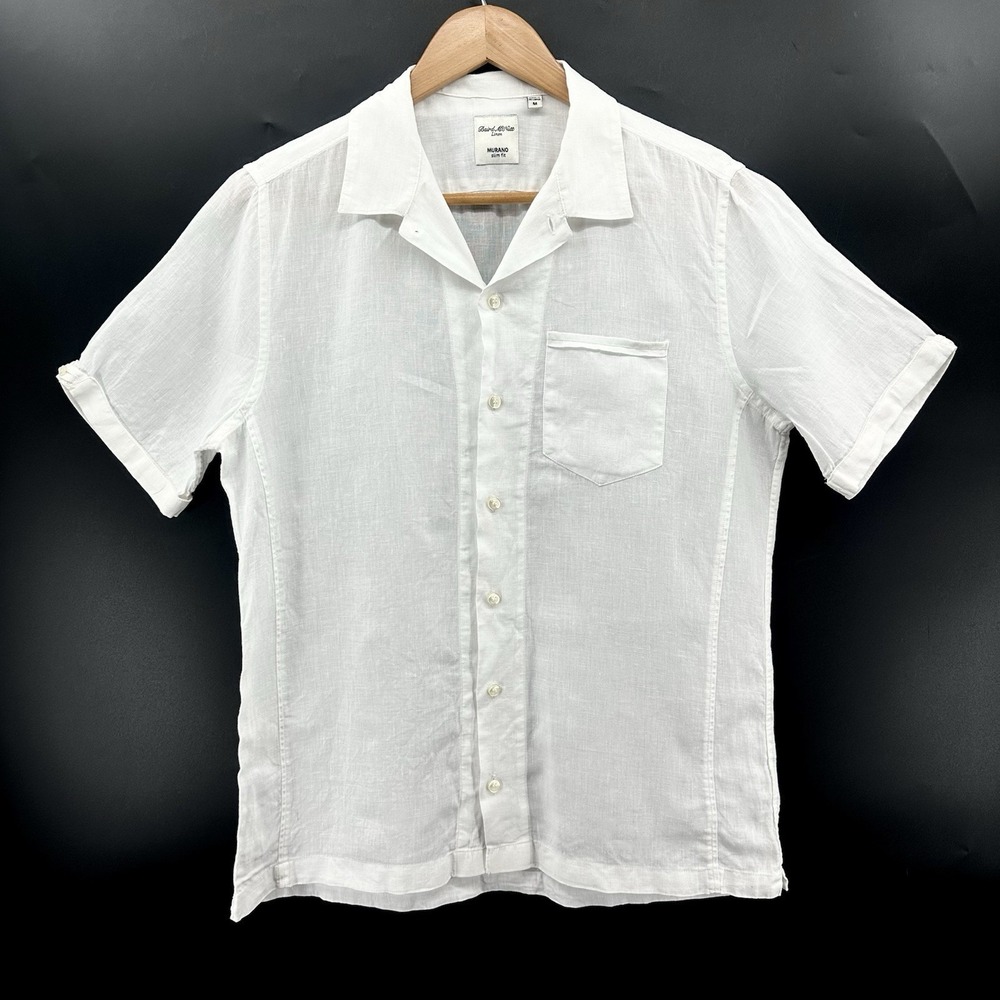 Murano Baird McNutt Women's 100% Linen Shirt M White Coastal Resort HH63 - Picture 2 of 10